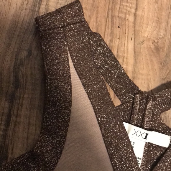 Forever 21 beige and brown glitter bandage bodycon dress - Picture 5 of 13